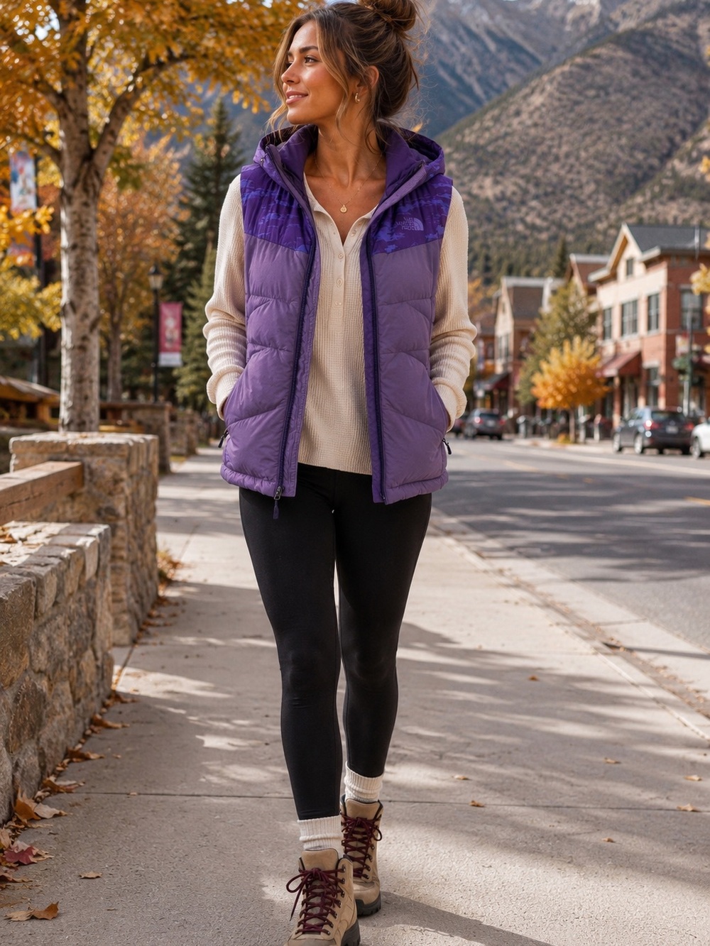 The North Face Women’s S Purple Goose Down Hooded Puffer Vest Outdoor